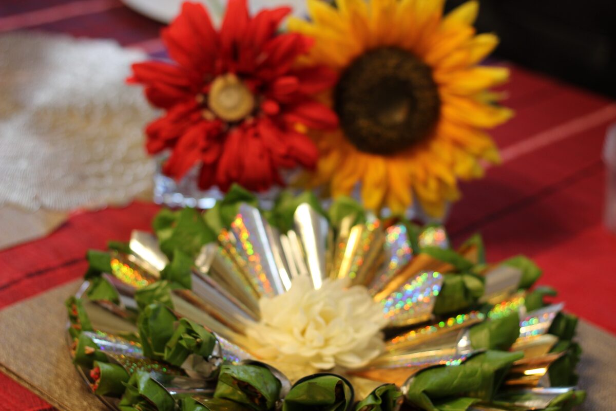 Paan ingredients arranged neatly for service